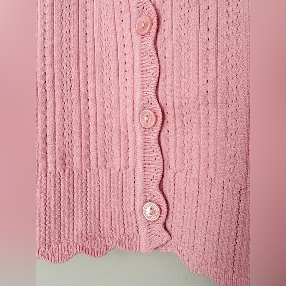 NWT LoveShackFancy Martti Stretch Pointelle Cardigan Fawn Pink | S - Picture 9 of 10